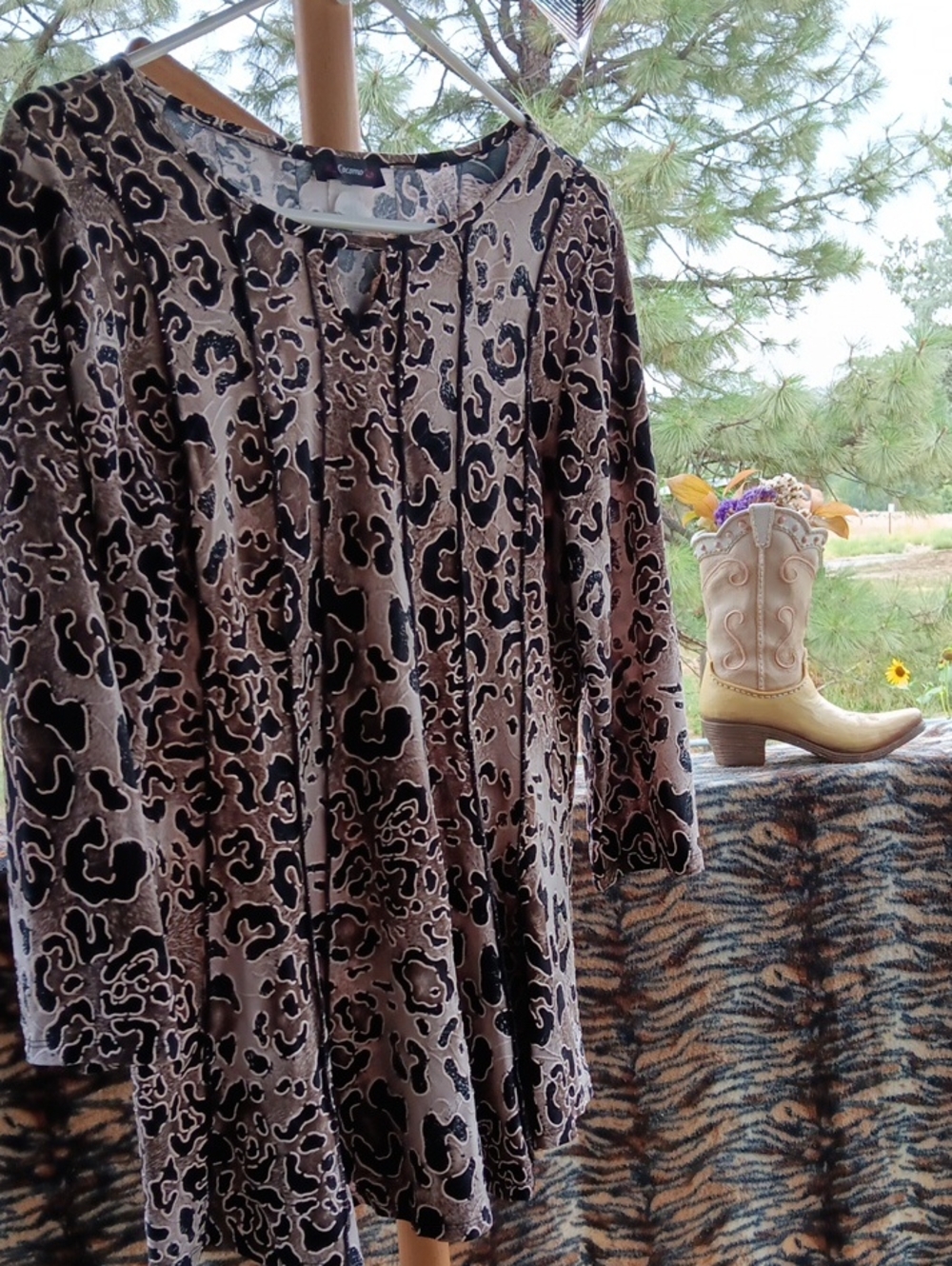 Cocomo Brown and Black Patterned Long-Sleeve Tunic